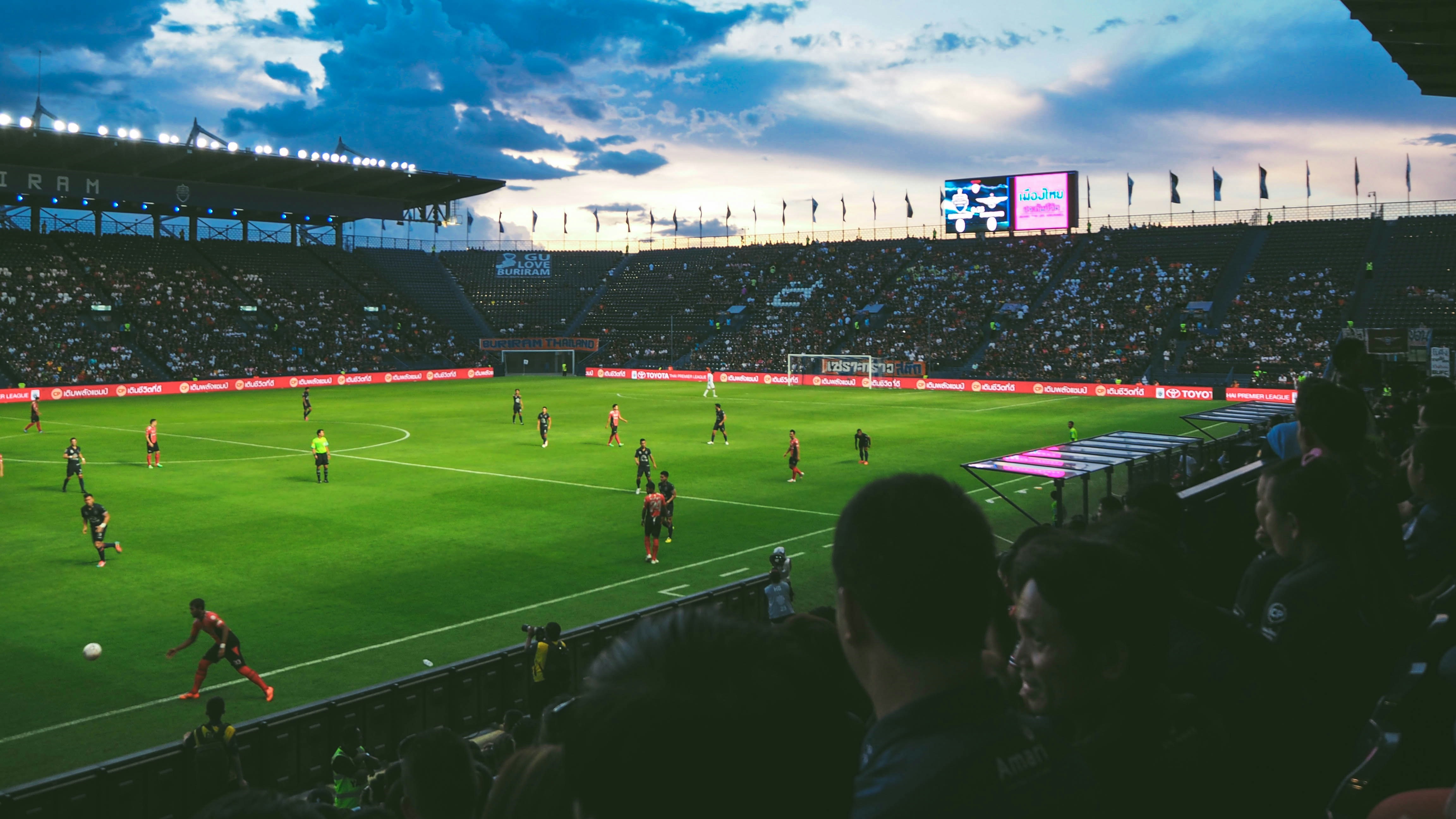 Football game in a stadium
